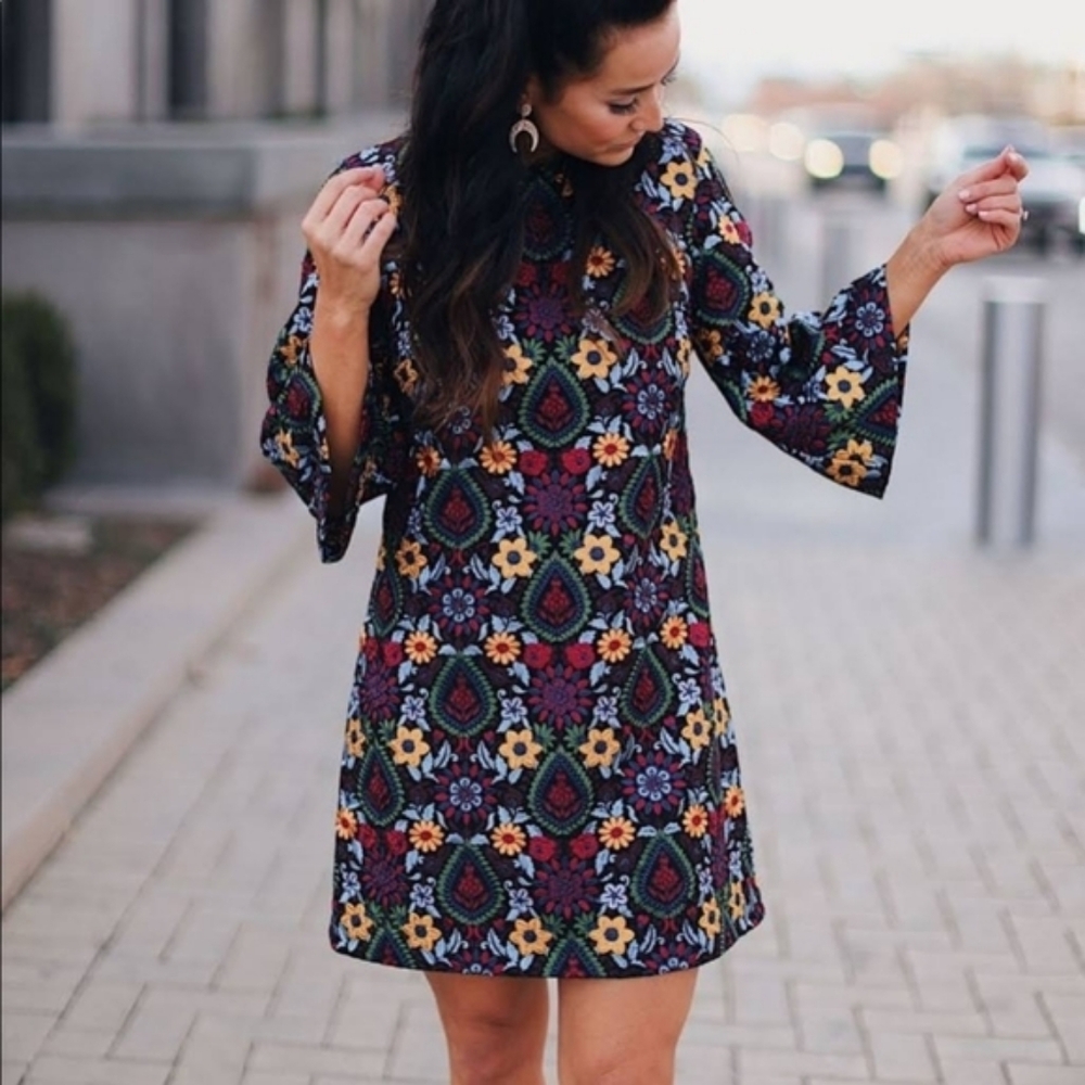 Alice + Olivia Coley Floral Embroidered Dress Sz 4